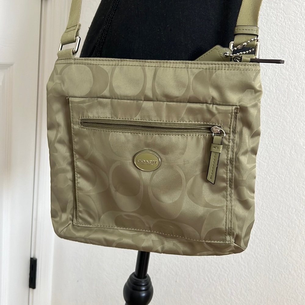 Coach Nylon Army Green Sage Crossbody Bag